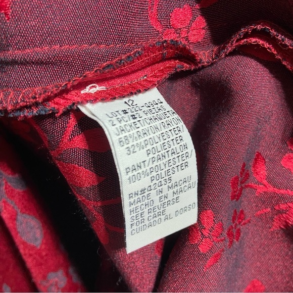 Sheri Martin Vintage Red & Black Floral Qipao Cheongsam Long Jacket Cape Size 12 - Picture 11 of 12